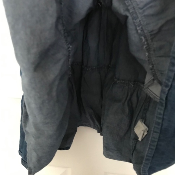 Bluenotes 100% Cotton Chambray Smocked Tiered Mini Dress XL Pockets Denim - Picture 10 of 12